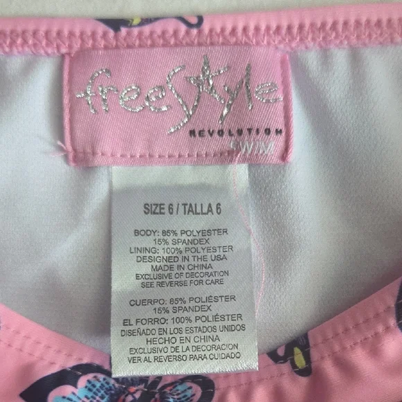 Freestyle Revolution Pink Butterfly Kids Swim Bikini - Picture 2 of 4